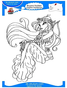 Çocuklar İçin Winx Club Denizkızı Boyama Sayfaları 